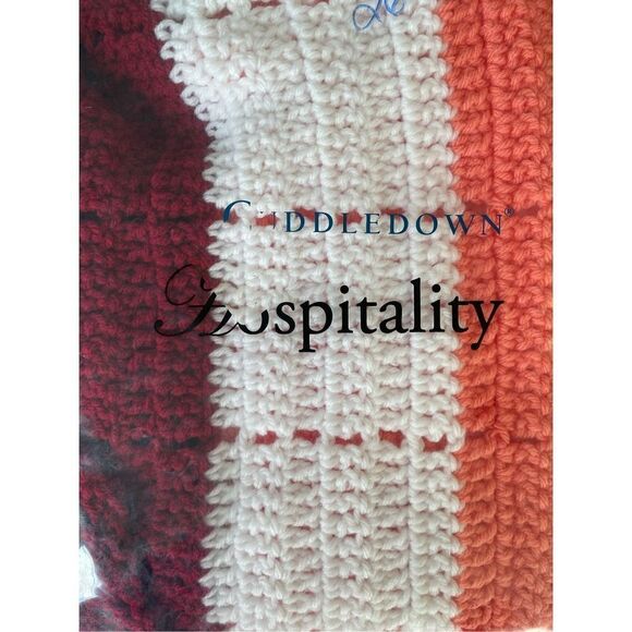 Cuddledown Hospitality Striped Knit Throw Blanket Maroon Red Pink Coral White 41 - Picture 3 of 3